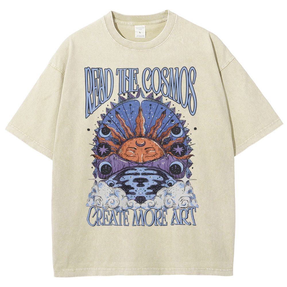 Washed T-Shirt | Hippie Sun Read The Cosmos Unisex Fit TEE | TIDESENCE