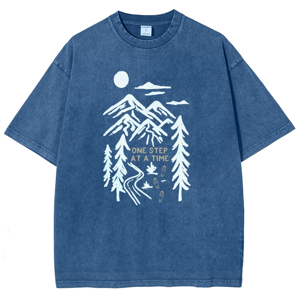 Washed T-Shirt | Forest One Step At a Time Unisex Fit TEE | TIDESENCE