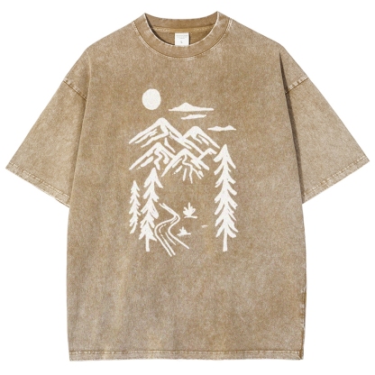 Washed T-Shirt | Forest One Step At a Time Unisex Fit TEE | TIDESENCE