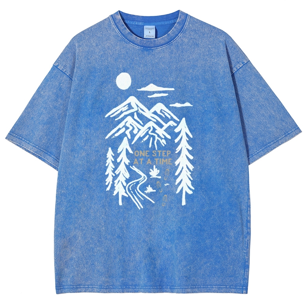 Washed T-Shirt | Forest One Step At a Time Unisex Fit TEE | TIDESENCE