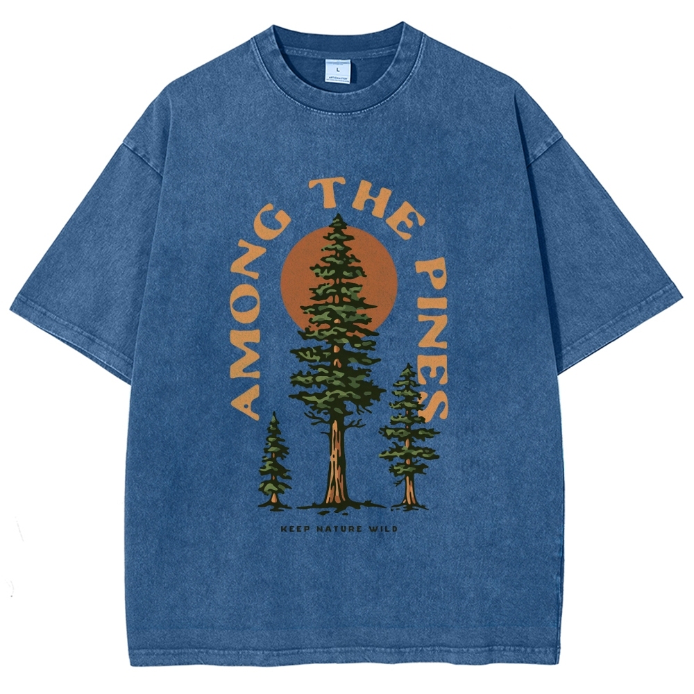 Washed T-Shirt | Forest Among The Pines Unisex Fit TEE | TIDESENCE