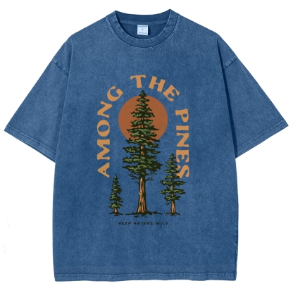 Washed T-Shirt | Forest Among The Pines Unisex Fit TEE | TIDESENCE