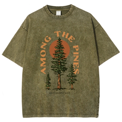 Washed T-Shirt | Forest Among The Pines Unisex Fit TEE | TIDESENCE