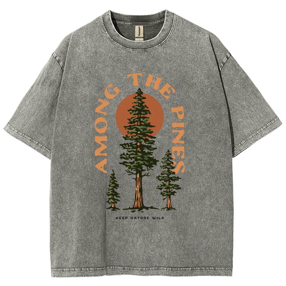 Washed T-Shirt | Forest Among The Pines Unisex Fit TEE | TIDESENCE