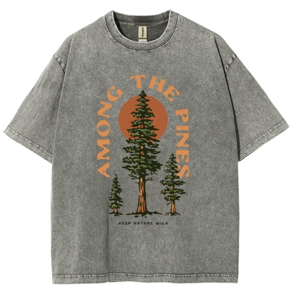 Washed T-Shirt | Forest Among The Pines Unisex Fit TEE | TIDESENCE