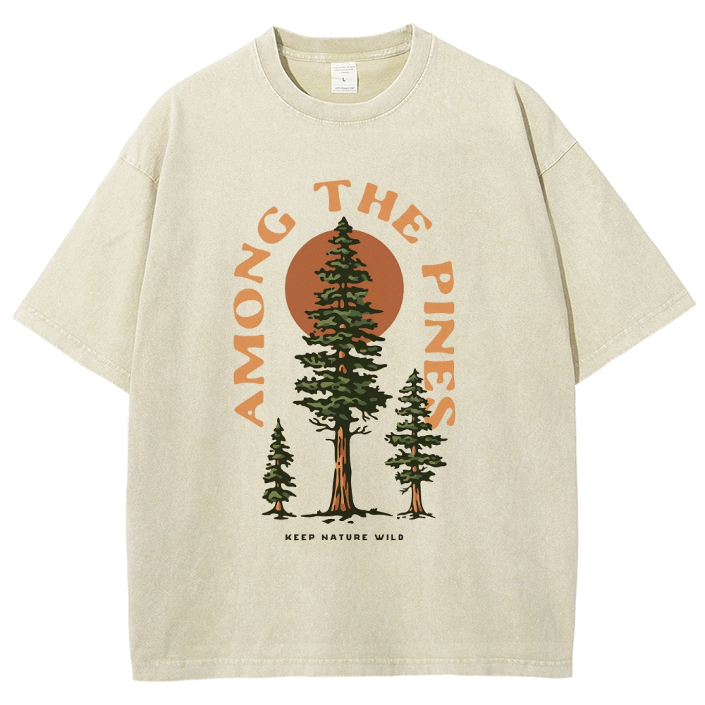 Washed T-Shirt | Forest Among The Pines Unisex Fit TEE | TIDESENCE