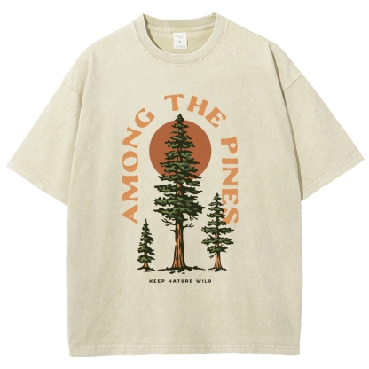 Washed T-Shirt | Forest Among The Pines Unisex Fit TEE | TIDESENCE