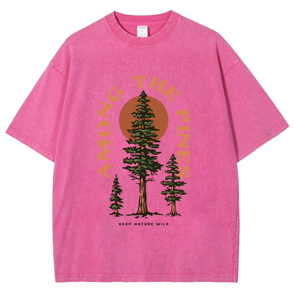 Washed T-Shirt | Forest Among The Pines Unisex Fit TEE | TIDESENCE