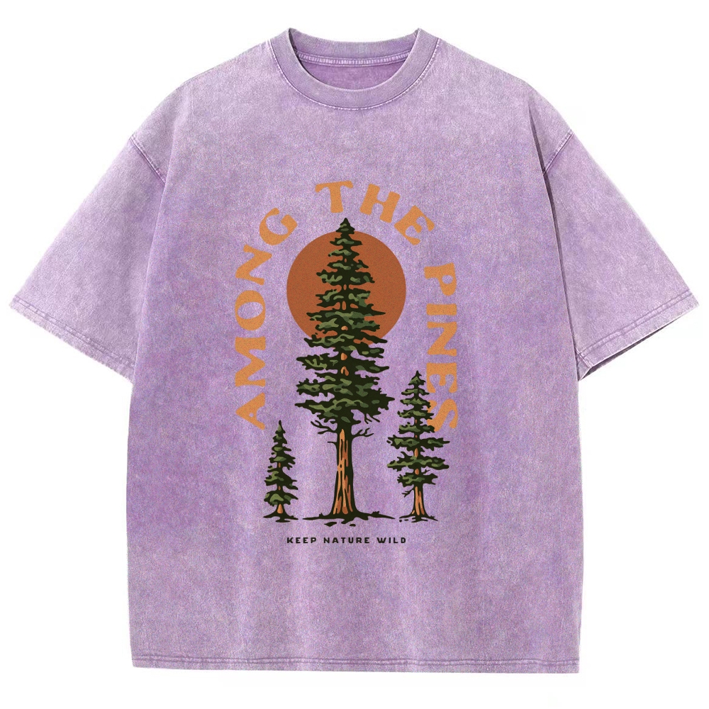 Washed T-Shirt | Forest Among The Pines Unisex Fit TEE | TIDESENCE