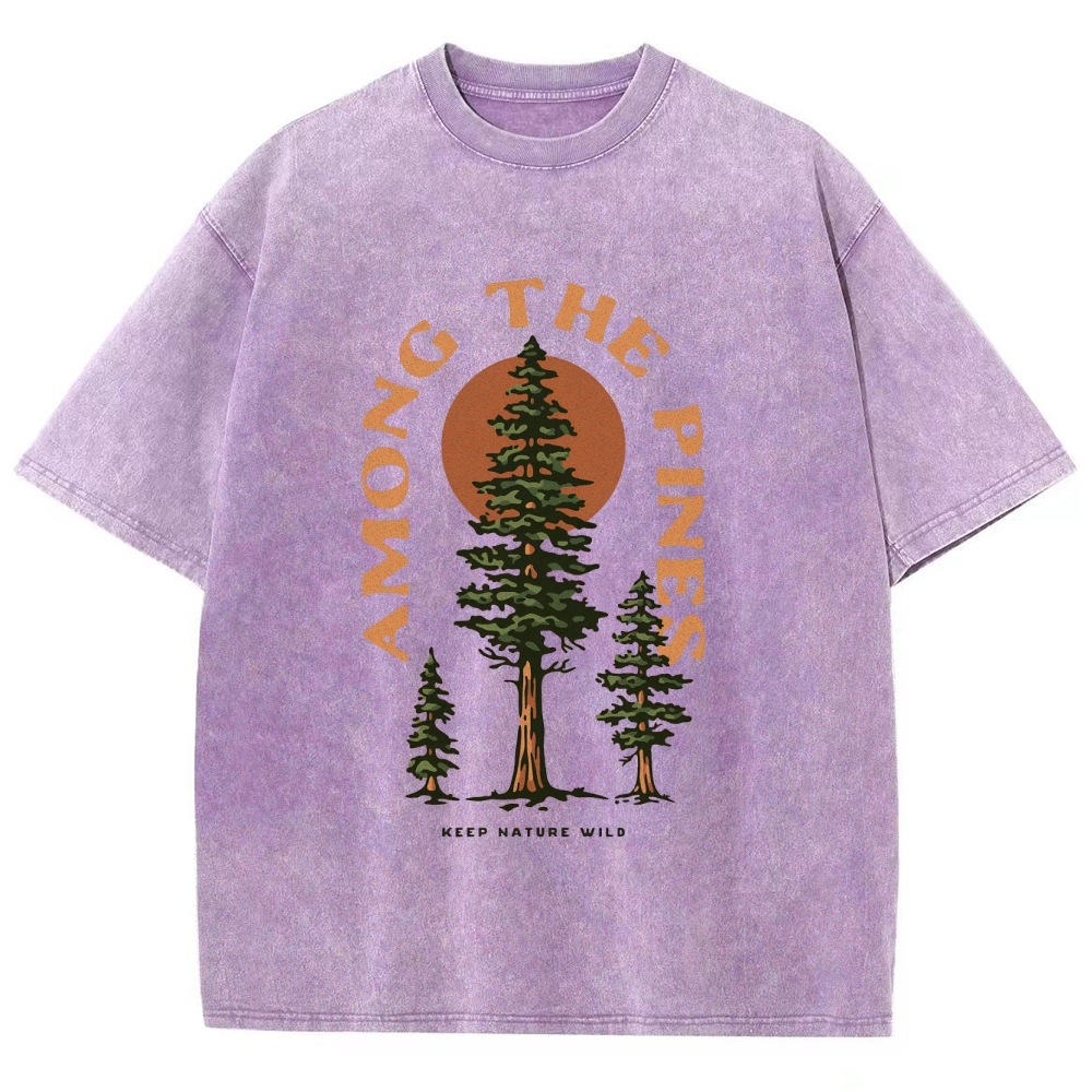 Washed T-Shirt | Forest Among The Pines Unisex Fit TEE | TIDESENCE