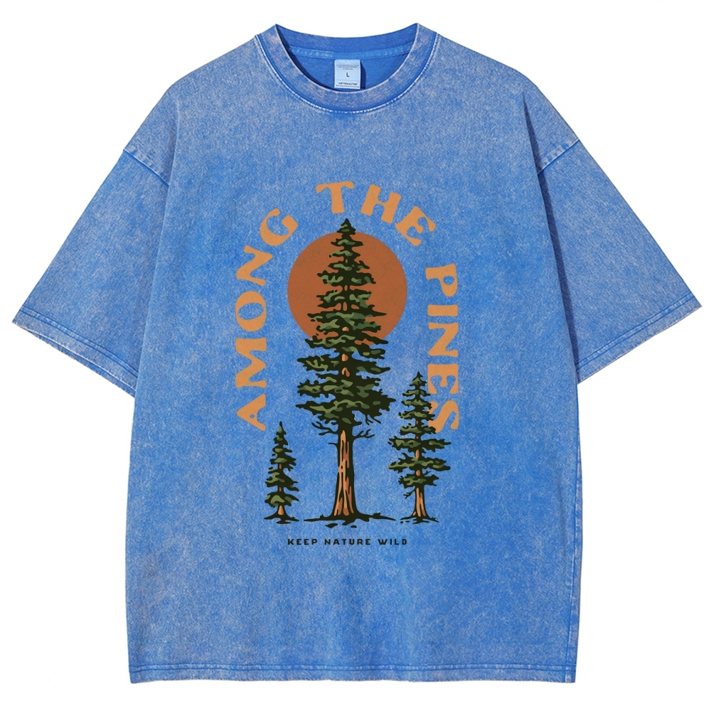 Washed T-Shirt | Forest Among The Pines Unisex Fit TEE | TIDESENCE