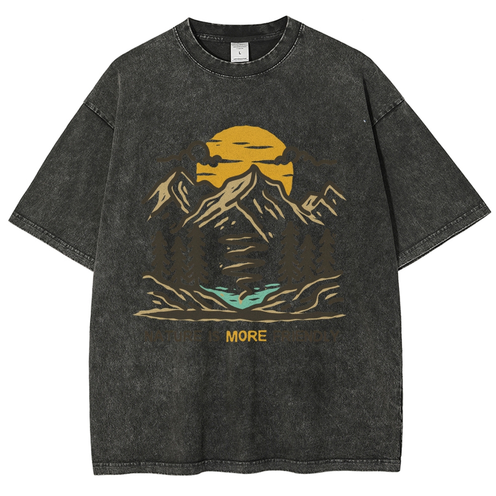 Washed T-Shirt | Forest Nature Is More Friendly Unisex Fit TEE | TIDESNECE