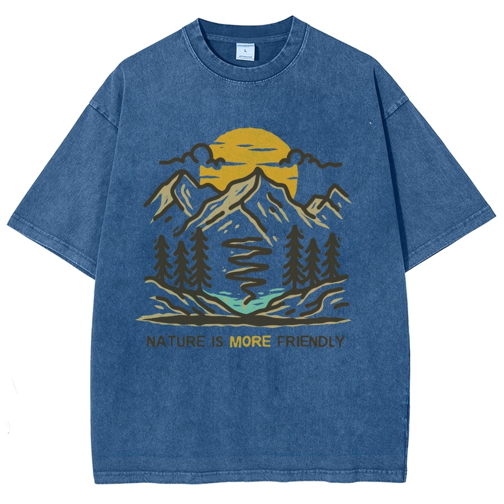 Washed T-Shirt | Forest Nature Is More Friendly Unisex Fit TEE | TIDESNECE