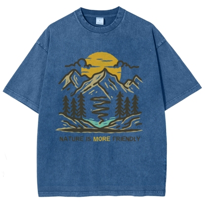 Washed T-Shirt | Forest Nature Is More Friendly Unisex Fit TEE | TIDESNECE