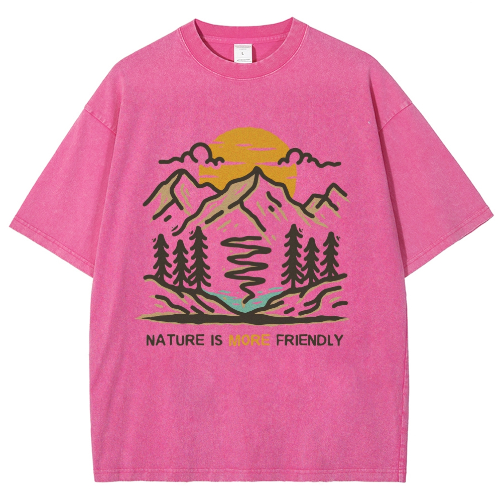 Washed T-Shirt | Forest Nature Is More Friendly Unisex Fit TEE | TIDESNECE