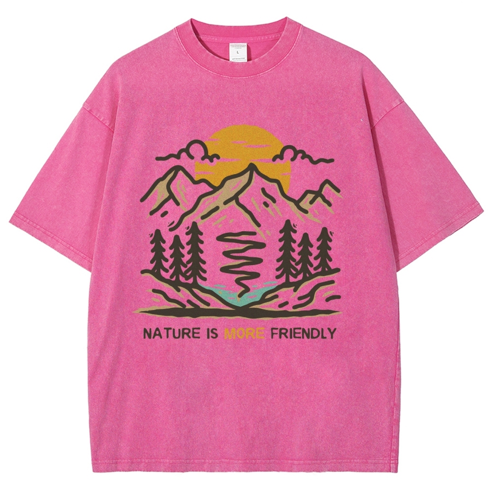 Washed T-Shirt | Forest Nature Is More Friendly Unisex Fit TEE | TIDESNECE