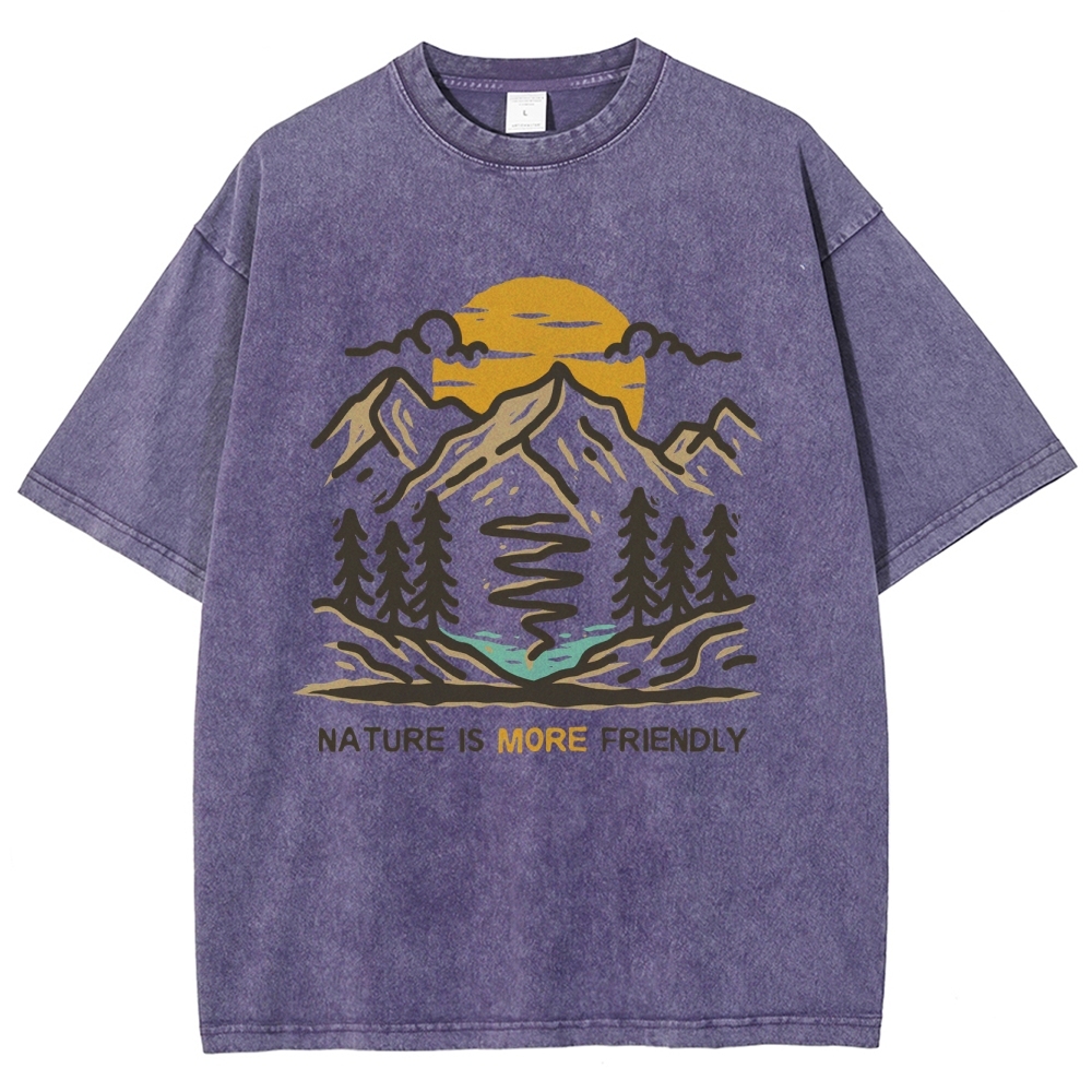 Washed T-Shirt | Forest Nature Is More Friendly Unisex Fit TEE | TIDESNECE