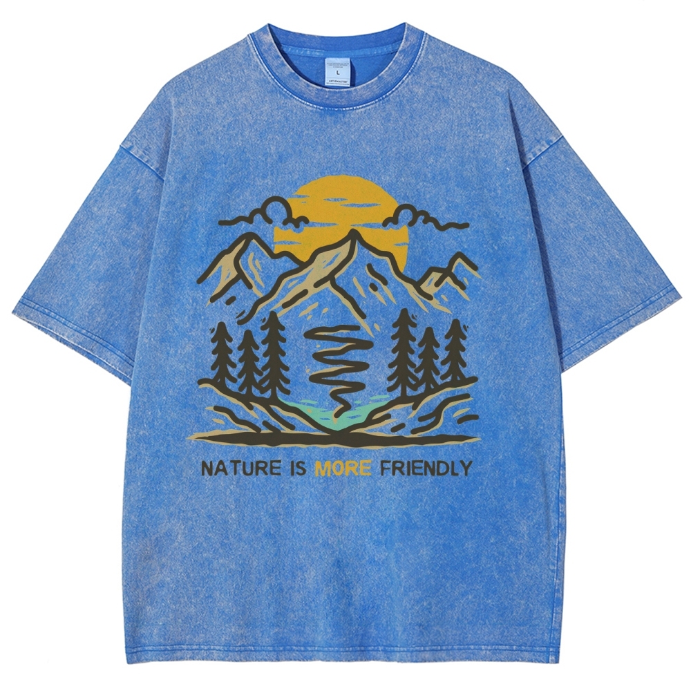Washed T-Shirt | Forest Nature Is More Friendly Unisex Fit TEE | TIDESNECE