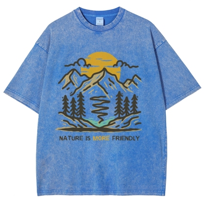 Washed T-Shirt | Forest Nature Is More Friendly Unisex Fit TEE | TIDESNECE
