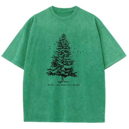 Washed T-Shirt | Forest Be Still Unisex Fit Washed TEE | TIDESENCE