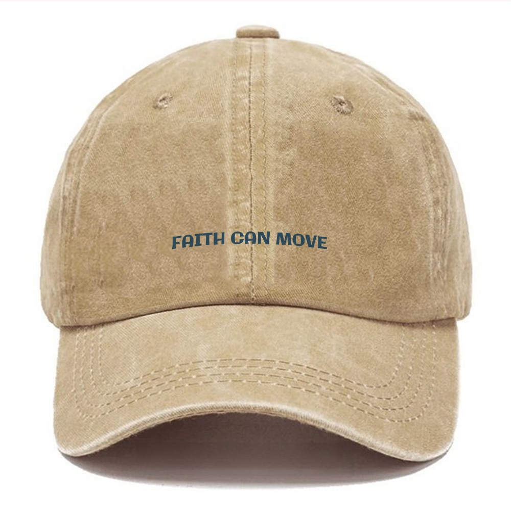 Baseball Cap | Faith Can Move Unisex Vintage Washed Cap | TIDESENCE