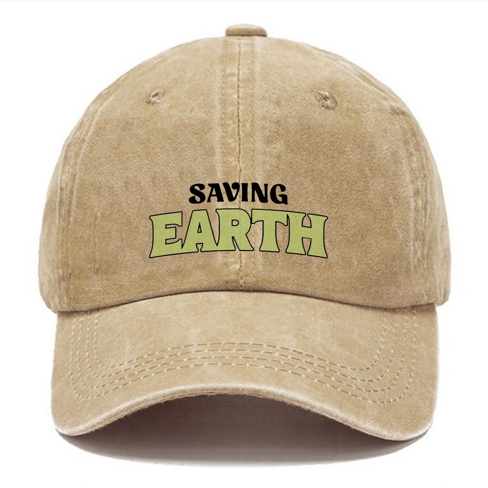 Baseball Cap | Saving Earth Vintage Casual Washed Cap | TIDESENCE