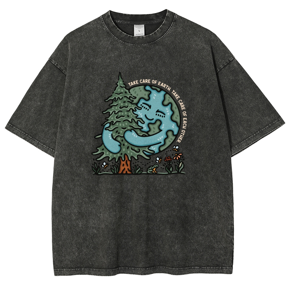 Washed T-Shirt | The Care Of Earth Unisex Fit | TIDESENCE