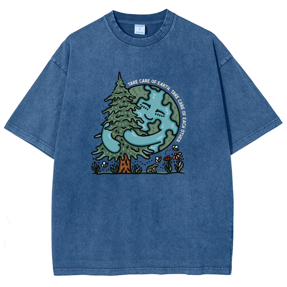 Washed T-Shirt | The Care Of Earth Unisex Fit | TIDESENCE