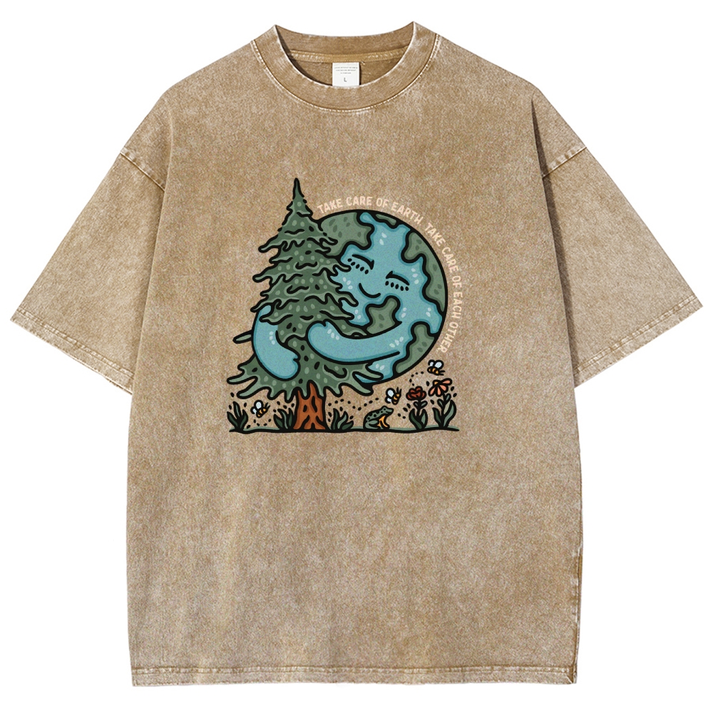 Washed T-Shirt | The Care Of Earth Unisex Fit | TIDESENCE
