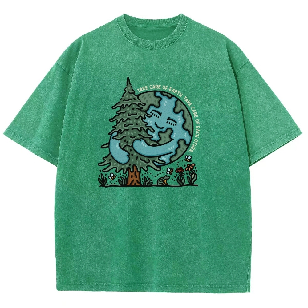 Washed T-Shirt | The Care Of Earth Unisex Fit | TIDESENCE