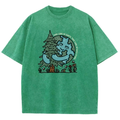 Washed T-Shirt | The Care Of Earth Unisex Fit | TIDESENCE
