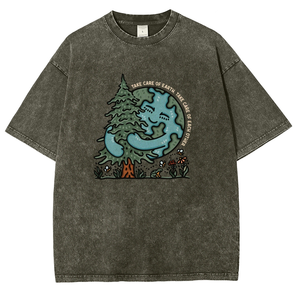 Washed T-Shirt | The Care Of Earth Unisex Fit | TIDESENCE
