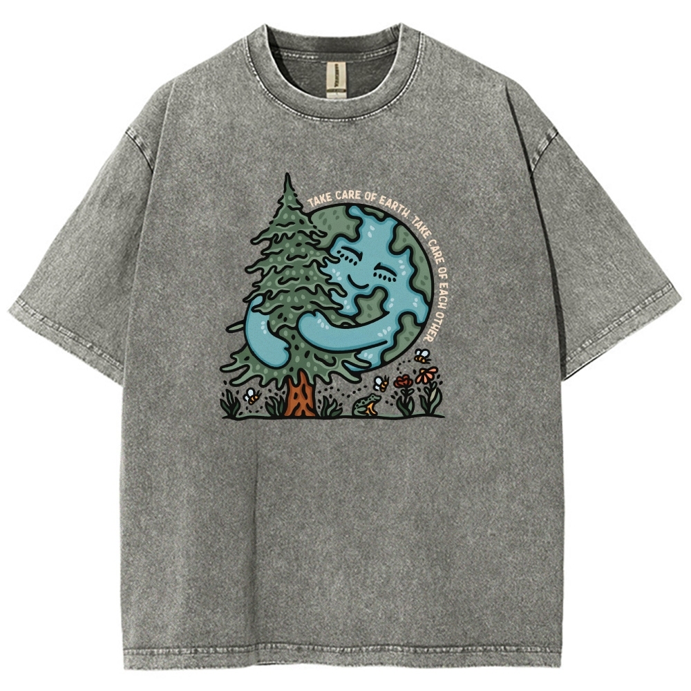 Washed T-Shirt | The Care Of Earth Unisex Fit | TIDESENCE