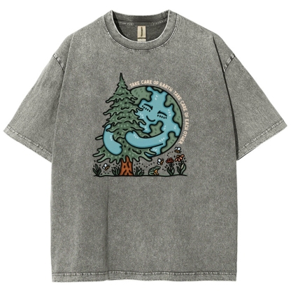 Washed T-Shirt | The Care Of Earth Unisex Fit | TIDESENCE