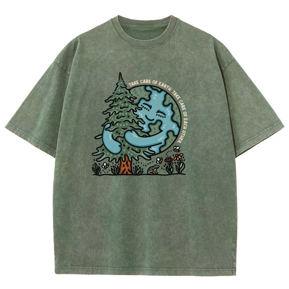 Washed T-Shirt | The Care Of Earth Unisex Fit | TIDESENCE