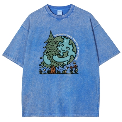 Washed T-Shirt | The Care Of Earth Unisex Fit | TIDESENCE
