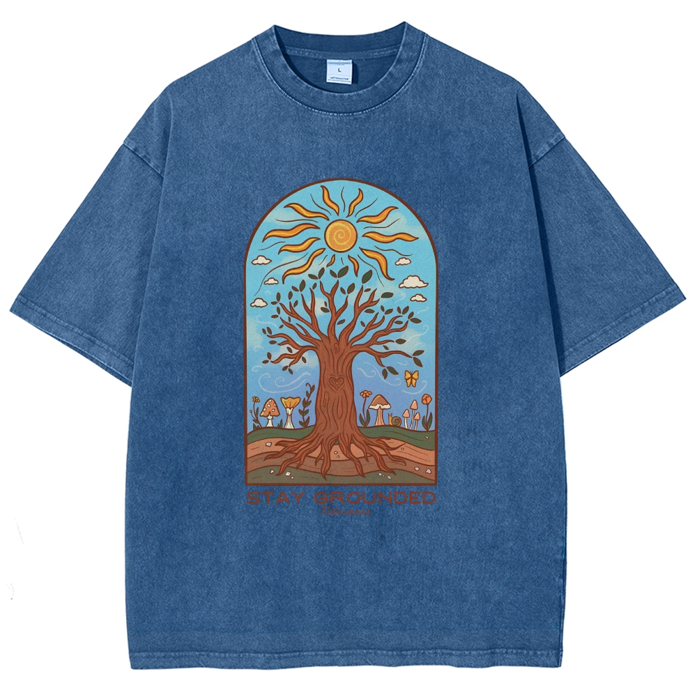 Washed T-Shirt | Hippie Sun Stay Encouraged Unisex Fit | TIDESENCE