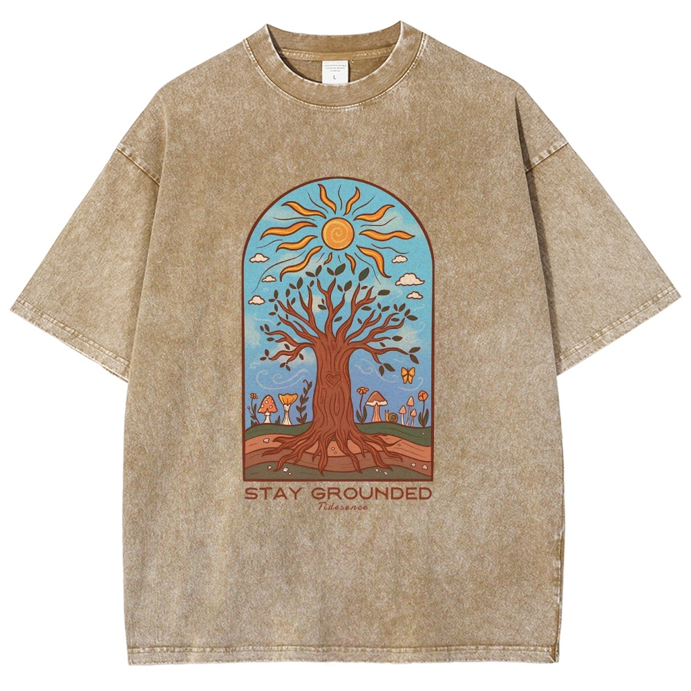Washed T-Shirt | Hippie Sun Stay Encouraged Unisex Fit | TIDESENCE