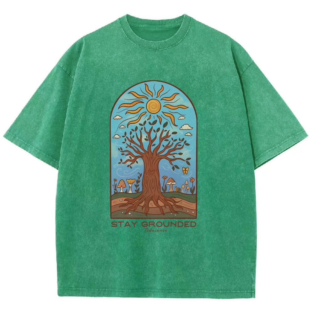 Washed T-Shirt | Hippie Sun Stay Encouraged Unisex Fit | TIDESENCE