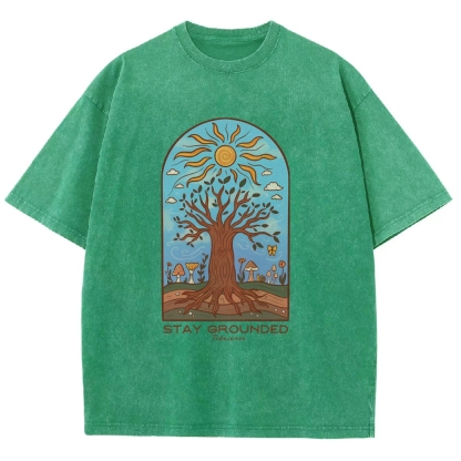 Washed T-Shirt | Hippie Sun Stay Encouraged Unisex Fit | TIDESENCE