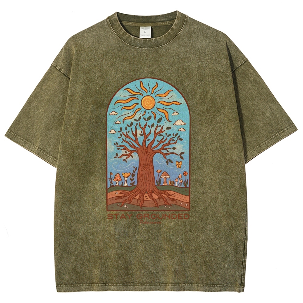 Washed T-Shirt | Hippie Sun Stay Encouraged Unisex Fit | TIDESENCE