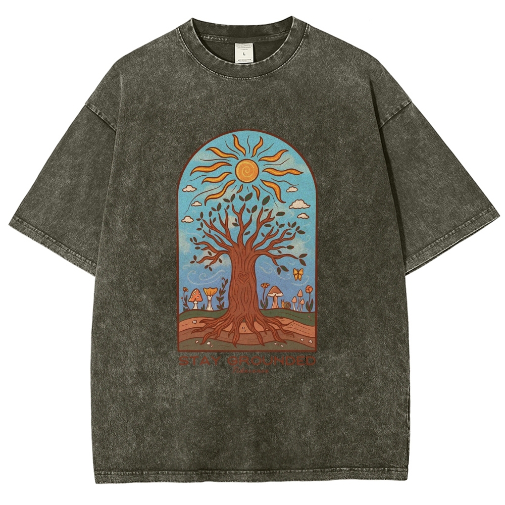 Washed T-Shirt | Hippie Sun Stay Encouraged Unisex Fit | TIDESENCE