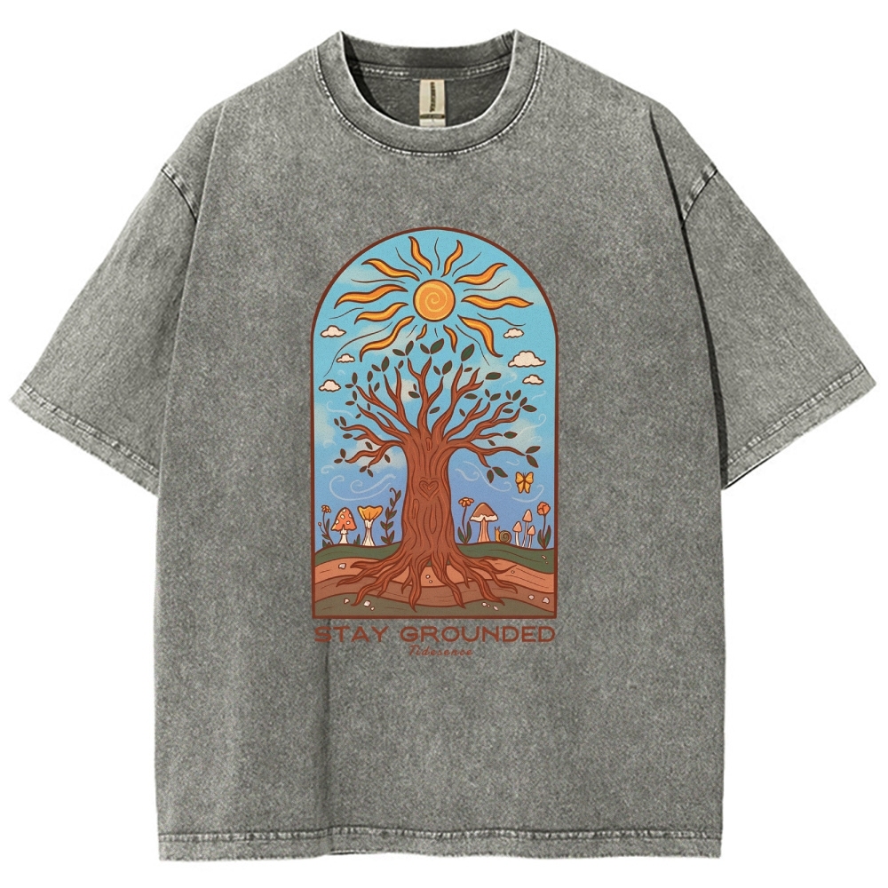 Washed T-Shirt | Hippie Sun Stay Encouraged Unisex Fit | TIDESENCE