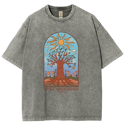 Washed T-Shirt | Hippie Sun Stay Encouraged Unisex Fit | TIDESENCE