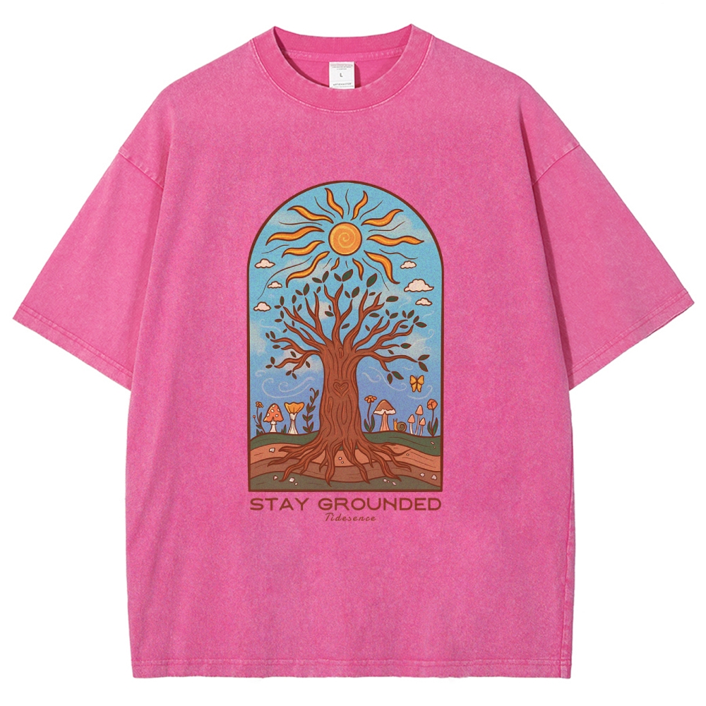 Washed T-Shirt | Hippie Sun Stay Encouraged Unisex Fit | TIDESENCE