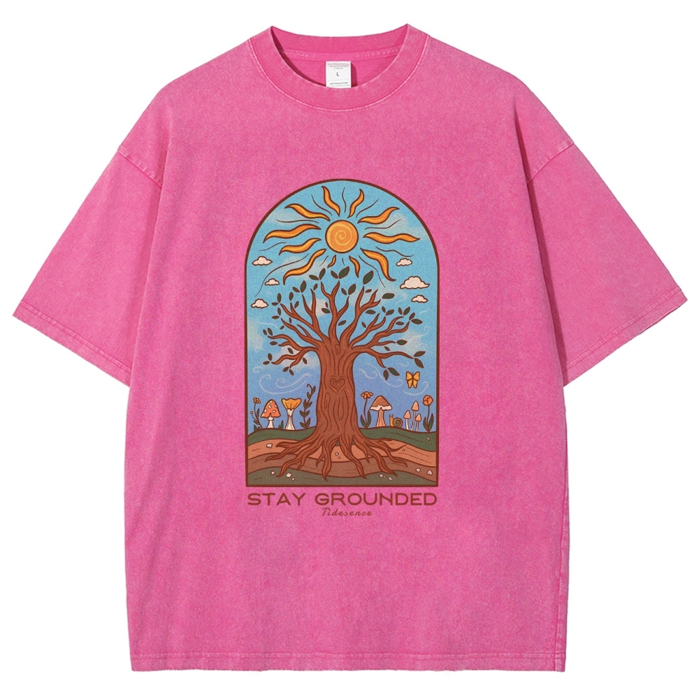 Washed T-Shirt | Hippie Sun Stay Encouraged Unisex Fit | TIDESENCE