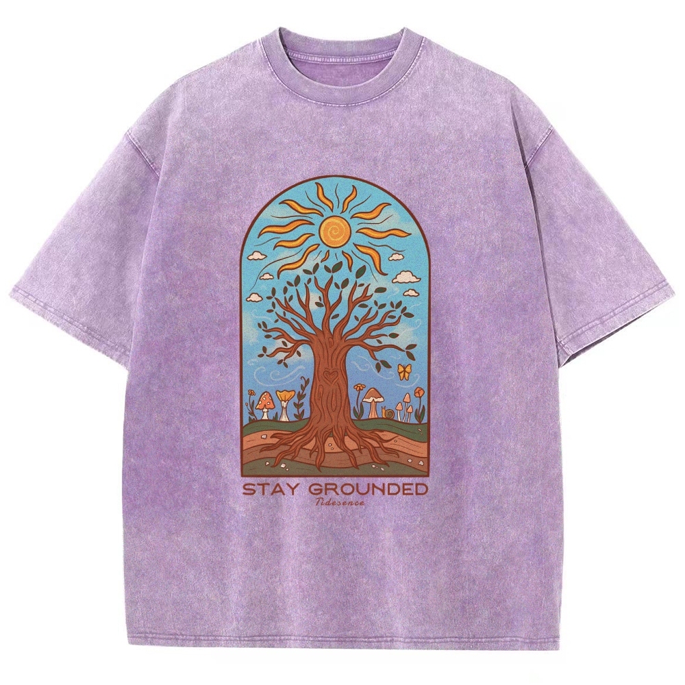 Washed T-Shirt | Hippie Sun Stay Encouraged Unisex Fit | TIDESENCE