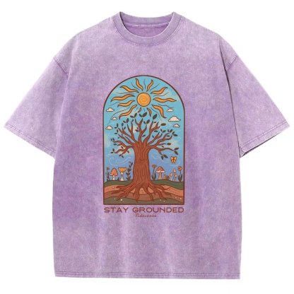 Washed T-Shirt | Hippie Sun Stay Encouraged Unisex Fit | TIDESENCE