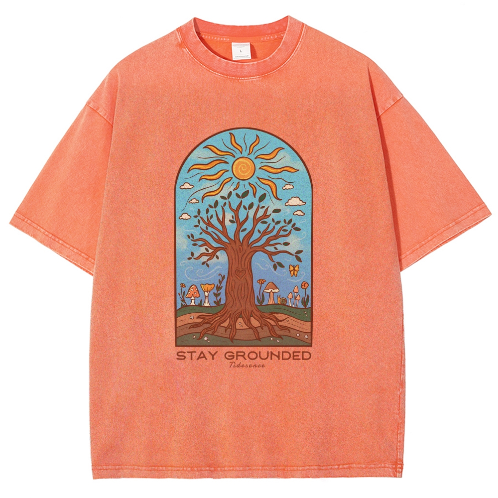 Washed T-Shirt | Hippie Sun Stay Encouraged Unisex Fit | TIDESENCE