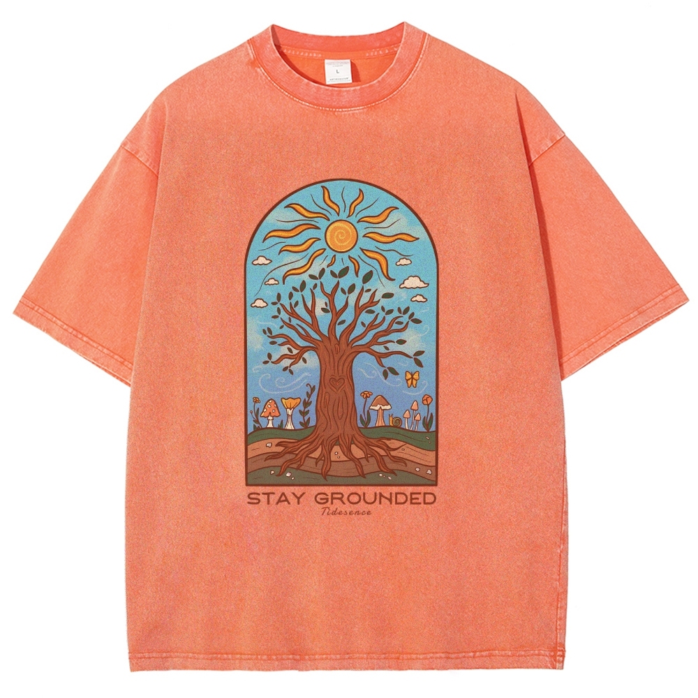 Washed T-Shirt | Hippie Sun Stay Encouraged Unisex Fit | TIDESENCE